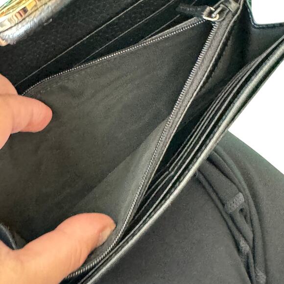 Gucci Interlocking G Long Wallet Black Leather Silver 100% Authentic - Picture 7 of 14